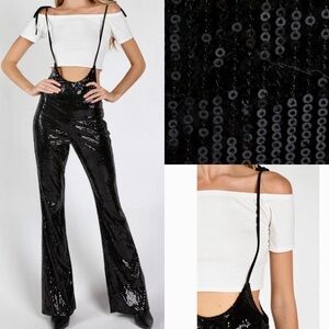 🆕Black sequin jumpsuit with ties